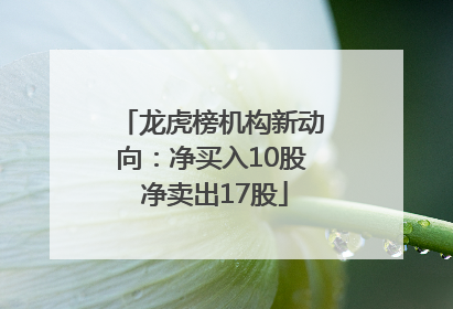 龙虎榜机构新动向：净买入10股 净卖出17股