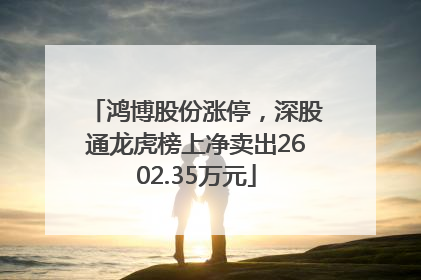 鸿博股份涨停，深股通龙虎榜上净卖出2602.35万元