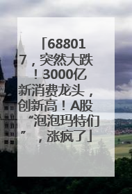 688017，突然大跌！3000亿新消费龙头，创新高！A股“泡泡玛特们”，涨疯了