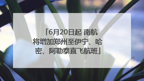 6月20日起 南航将增加郑州至伊宁、哈密、阿勒泰直飞航班